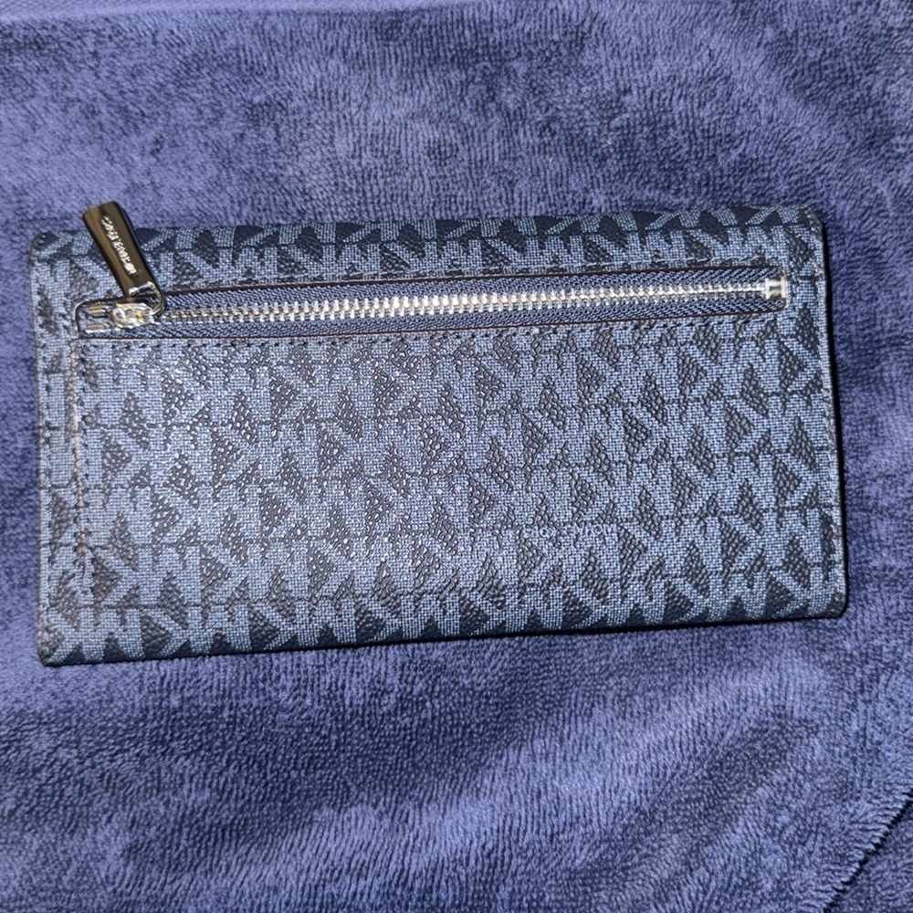Michael Kors Blue Monogram Wallet - Picture 3 of 5